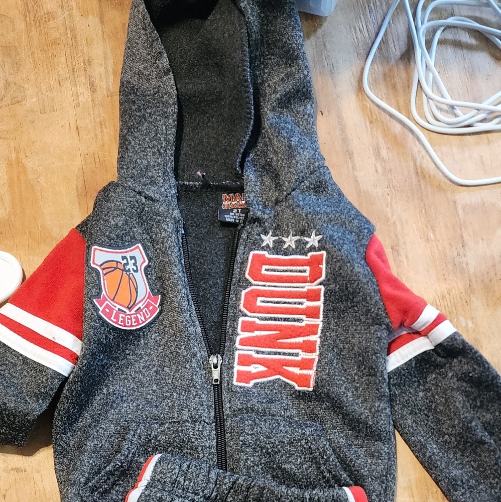 Unk Kids Dunk Gray and Red Jogger Set